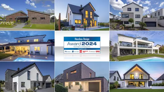 8 topaktuelle Kundenhäuser von BAUMEISTER-HAUS sind für die Hausbau Design Awards 2024 nominiert